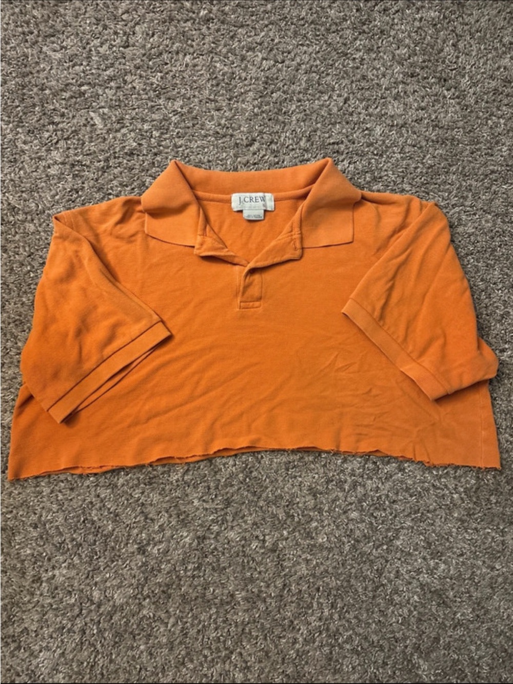 J. Crew Bright Orange Cropped Polo Top